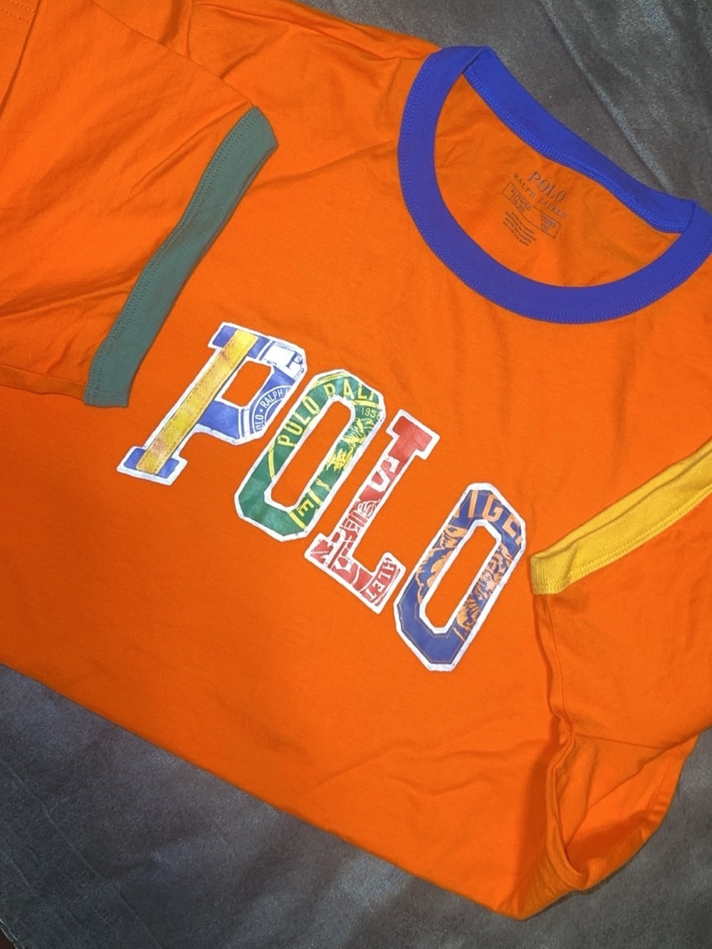 Polo by Ralph Lauren Orange Short-Sleeve Graphic Tee with Contrast Trim